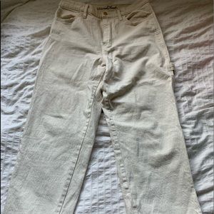 cream straight leg jeans